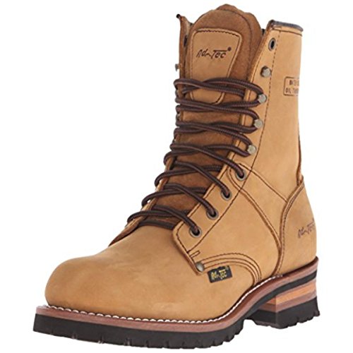 Ad Tec 9in Logger Crazy Horse Leather Work Boots for Men - Plain...
